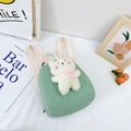 Zainetto bimbi in tela verde menta con morbido orsetto di peluche e spalline - Verde