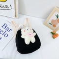 Simpatico zainetto nero in tela per bambini con orsetto di peluche bianco e cuore - Nero