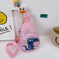 Rosa Kinder-Brusttasche mit Dinosaurier-Motiv und verstellbarem Riemen aus Segeltuch - Rosa