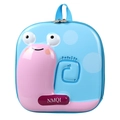 Blue and pink hardshell kids backpack featuring a 3D snail cartoon design and top handle - Blue