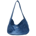 Blauwe denim hobo tas voor kinderen met Hey-borduurwerk en verstelbare riem - Blauw