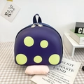 Dunkelviolette Kleinkind-Pilz-Rucksack mit gelben Punkten und blauem Griff im Design - Dunkelblau