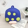 Dunkelblauer Pilz Rucksack für Kinder mit gelben Punkten und rosa Plüschdetail - Himmelblau