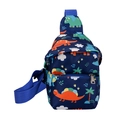 Kinderborsttas in marineblauw met dinosaurusprint en verstelbare schouderband - Blauw