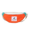 Kids color-block bum bag in orange and teal with adjustable nylon strap and letter patch - Orange