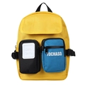 Zaino giallo per bambini con tasche a contrasto blu e nere e design moderno - Giallo