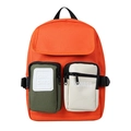 Zaino per bambini arancione con tasche a contrasto verdi e beige e spallacci regolabili - Arancione