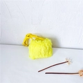 Furry bright yellow crossbody bag for kids featuring soft plush fur and leather strap - Yellow