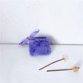 Mini purple plush crossbody bag with soft faux fur and matching strap for children - Purple