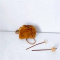 Plush caramel faux fur crossbody bag for kids with soft texture and slim shoulder strap - Brown