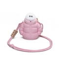 Mini roze crossbodytas in donsjasstijl met schattige ogen en witte pluche afwerking - Roze