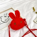 Schattige rode pluche konijnen schoudertas voor meisjes van zacht pluizig lamswol materiaal - Rood