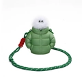 Mini accessoire in groene donsjackstijl met witte imitatiebontkap en kleurrijk koord - Groen