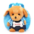 Zaino per bambini a forma di cane in peluche blu cielo con maglietta a righe e ricami - Blu