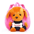 Zaino in peluche rosa per bambini con grazioso cucciolo giallo e maglia a righe - Rosa