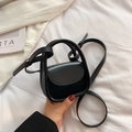 Minimalist black matte leather mini handbag for children with adjustable strap - Black