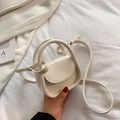 Mini cream white crossbody saddle bag for children with top handle and leather strap - Off White