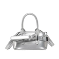 Sac à main argenté métallisé style rétro avec double poignée et bandoulière réglable - Argent