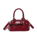 Petit sac à main rouge foncé en cuir verni pour femme avec bandoulière réglable - Bordeaux