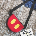 Red canvas crossbody bag for kids featuring iconic yellow oval Mickey style print - Red