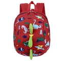 Zainetto rosso per bambini con stampa dinosauri colorati e punte 3D decorative - Rosso
