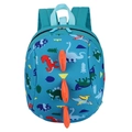 Zaino per bambini turchese con dinosauri colorati e spine 3D arancioni decorative - Celeste