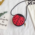 Mini borsa rotonda a tracolla per bambini a forma di coccinella rossa e nera a pois - Coccinella
