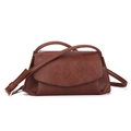 Minimalist dark brown vintage crossbody bag in soft leather with adjustable strap - Brown