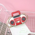 Bolso bandolera retro con forma de radio en rojo y dorado con correa de cadena - Dorado