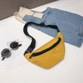 Bright yellow crescent-shaped waist bag for kids with adjustable black nylon strap - Yellow