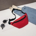 Cute red kids waist bag in nylon fabric with adjustable black strap and buckle - Red