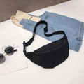 Cute black canvas waist bag for kids featuring adjustable nylon strap and trendy design - Black