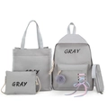 Set scolastico 4 pezzi grigio chiaro per ragazze con borsa tote e borsa a tracolla - Set da 4 pezzi / Grigio