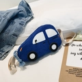 Blaue Kindergürteltasche in Autoform aus Cord mit weißen Fenstern und Gurt - Blau