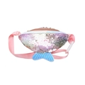 Kids gradient sequin waist bag with blue fishtail detail and adjustable pink strap - Pink