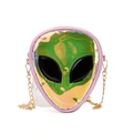 Sac bandoulière extraterrestre rose avec effet holographique et chaîne dorée - Shoulder Bag / Rose