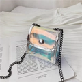Mini sac bandoulière holographique pour enfants avec chaîne argentée et PVC transparent - Argent