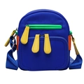 Blue nylon crossbody bag with vibrant green, yellow, and orange color-block details - Blue