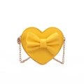 Sac bandoulière cœur jaune pour enfants avec grand nœud et fine chaîne dorée - Jaune