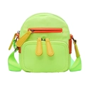 Vertical oxford fabric crossbody bag in neon green with orange zipper accents - Green
