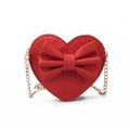 Sac bandoulière enfant en forme de cœur rouge avec nœud et chaîne dorée - Rouge