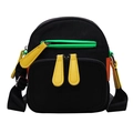 Vertical oxford crossbody bag in black with vibrant neon green and orange color-block details - Black