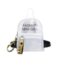 Minirucksack aus transparentem PVC mit schwarzem Slogan und gelbem Herz-Gurtband-Detail - Weiß