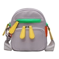 Gray crossbody messenger bag with vibrant multi-color zippers and adjustable strap - Gray