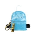 Blauer transparenter PVC Mini-Rucksack für Studenten mit gelbem Love-Anhänger - Blau