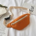 Orange canvas waist bag for girls with beige adjustable strap and buckle closure - Orange