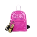 Mini sac à dos rose semi-transparent en PVC avec texte Fashion Mini Girl et sangle - Rose