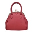 Sac à main élégant rouge foncé en cuir grainé litchi avec fermoir en métal doré - Rouge