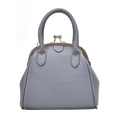 Sac à main bleu-gris élégant avec texture litchi et fermoir doré kiss-lock - Bleu