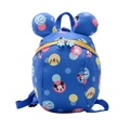Zaino blu reale per bambini con orecchie di Topolino e cinturino di sicurezza - Blu
